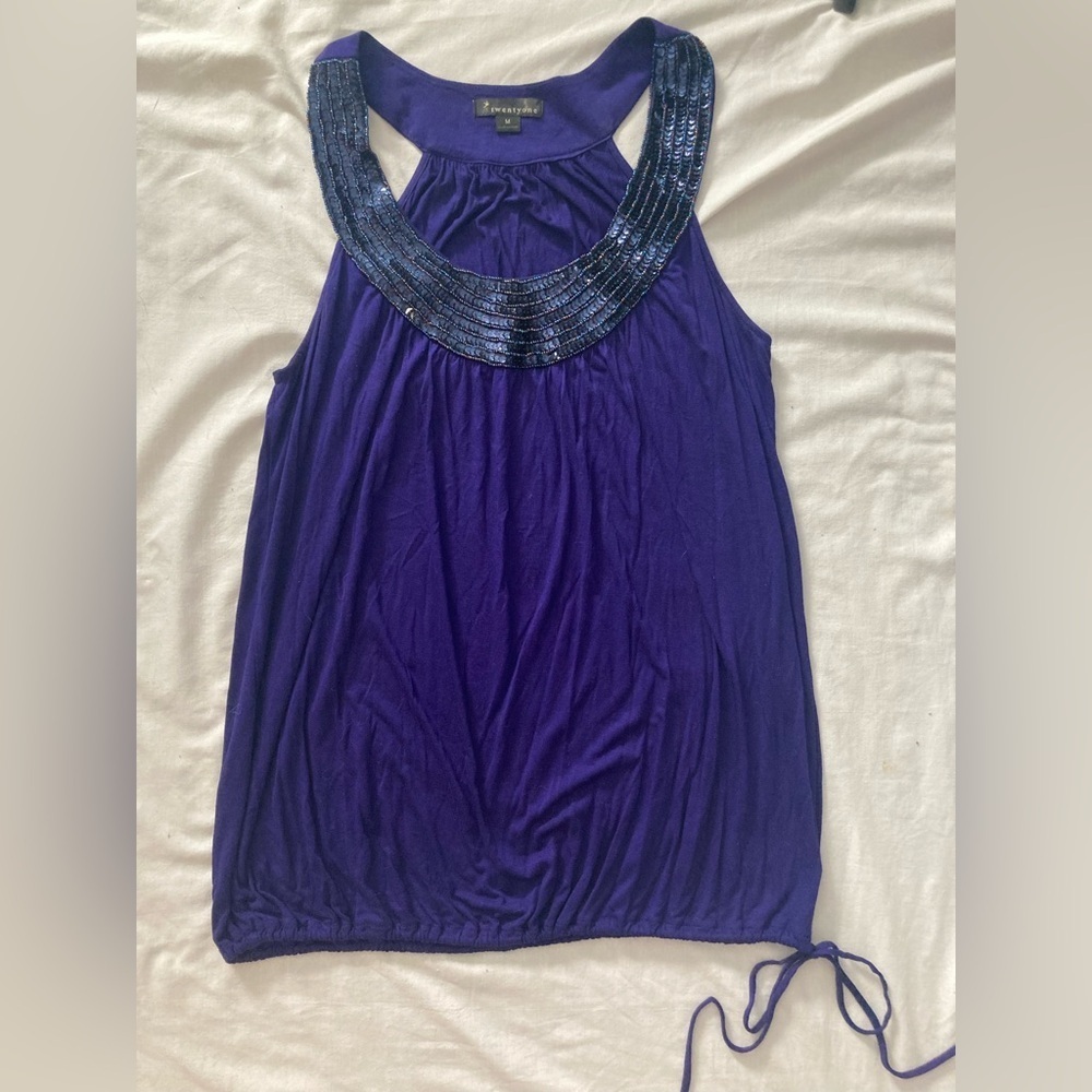 Vintage Y2K Forever 21 Purple Sequin Tank Top Size Medium
